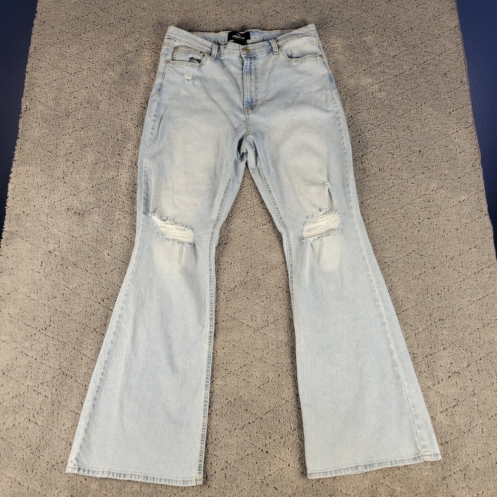 Jordache Jeans Womens 14 Blue High Rise Flared Light Wash Stretch Denim Festival